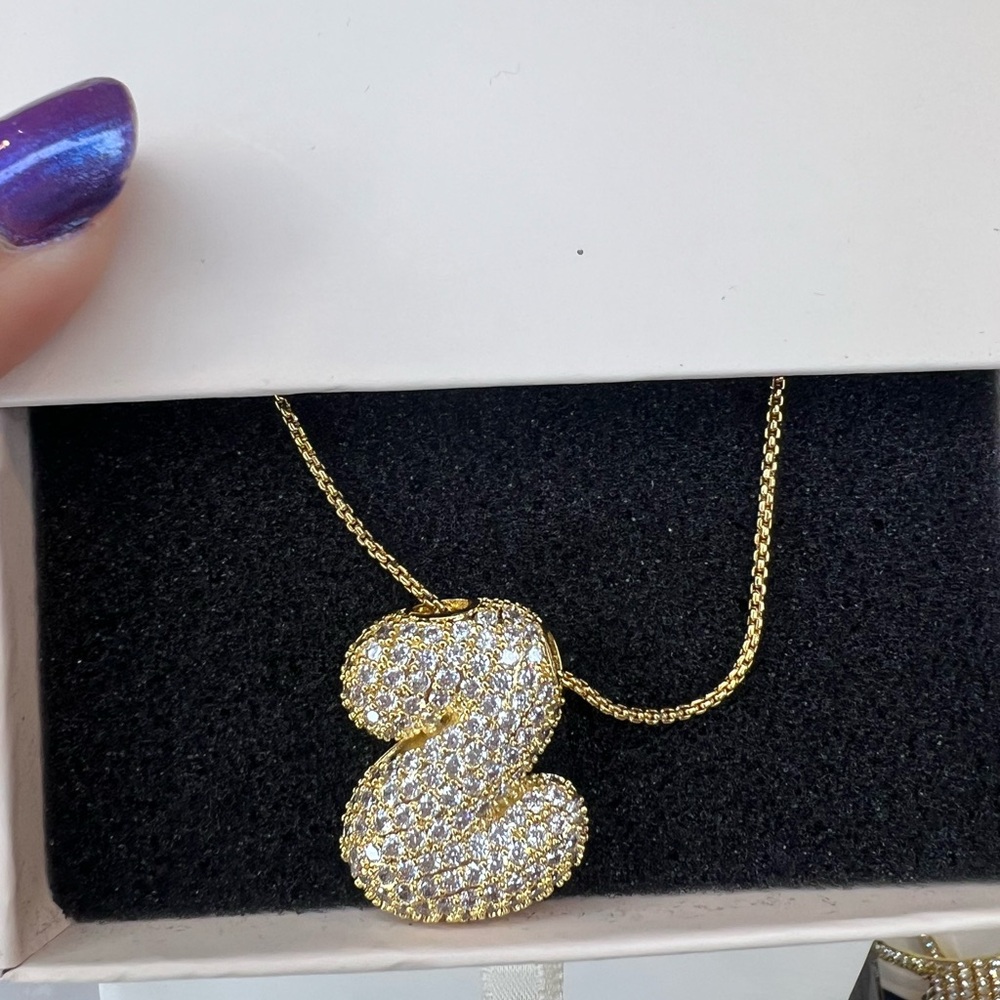 Gold Pavé Number Z Pendant Necklace - Women Jewelry